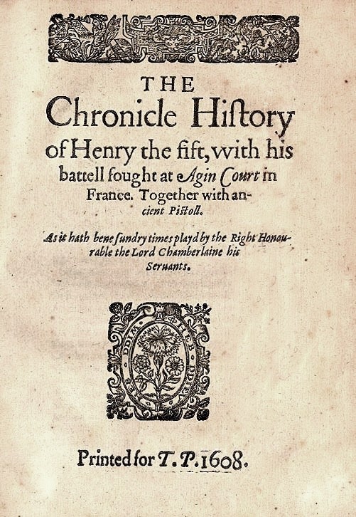 The title page of Henry V