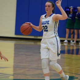 Junior Kerri Beland calls a play in the Seahawks win over Eastern Nazarene College. (Photo by Ed Habershaw)