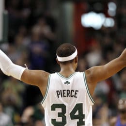 Paul Pierce was drafted 10th over all by the Celtics in 1998 out of the University of Kansas.